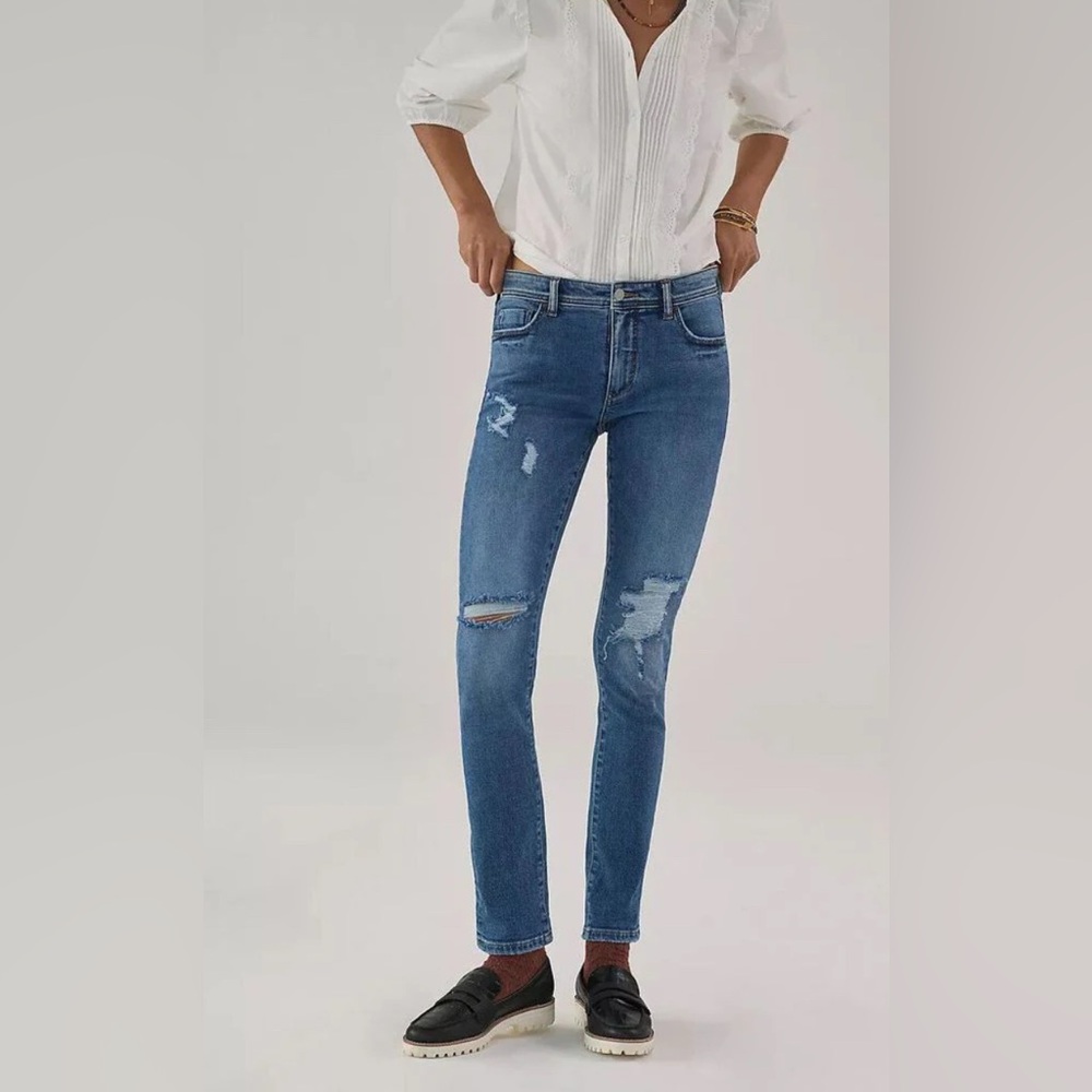 PILCRO Anthropologie The Slim Boyfriend Distressed Jeans Medium Wash · Size 28